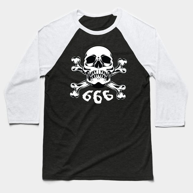 Skull Devil 666 Baseball T-Shirt by Imutobi